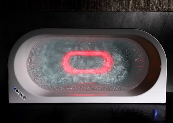 フリースタンドダブルウォーターフォール LEDライト アクリル製 シングルバスタブ