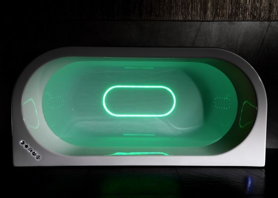 フリースタンドダブルウォーターフォール LEDライト アクリル製 シングルバスタブ