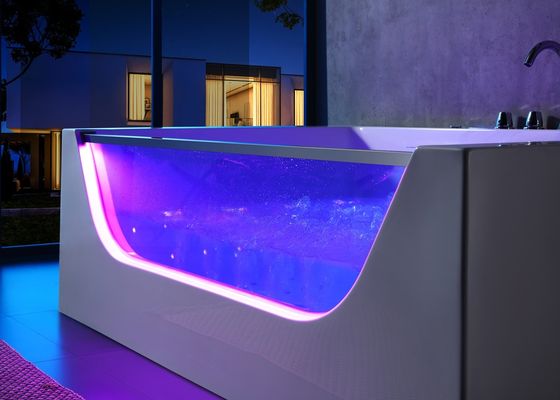 2人のフロント LED ガラスコーナー バスタブ マッサージ機能